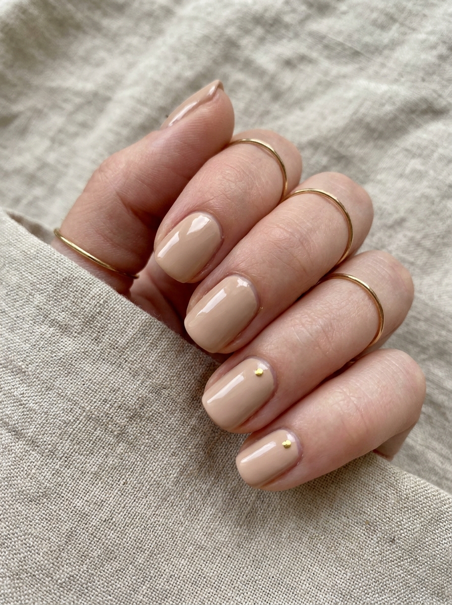 Simple Gold Dot Nails als Simple Fall Nails Inspiration 2026